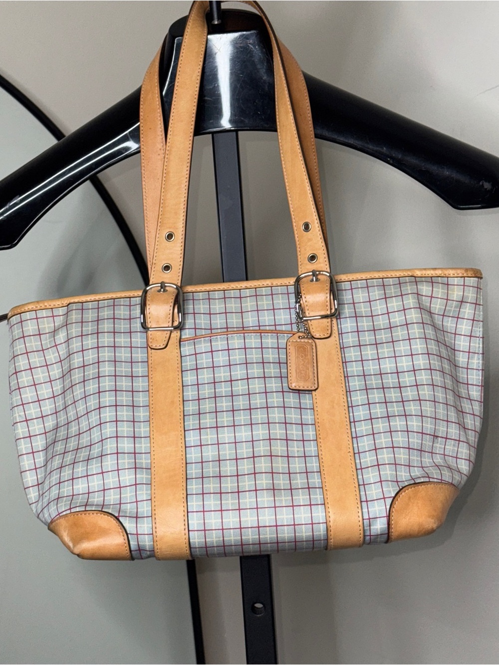 Coach Rare Vintage Hampton Satchel Plaid Handbag Purse Bag Tote A3J-7579 - Picture 2 of 11
